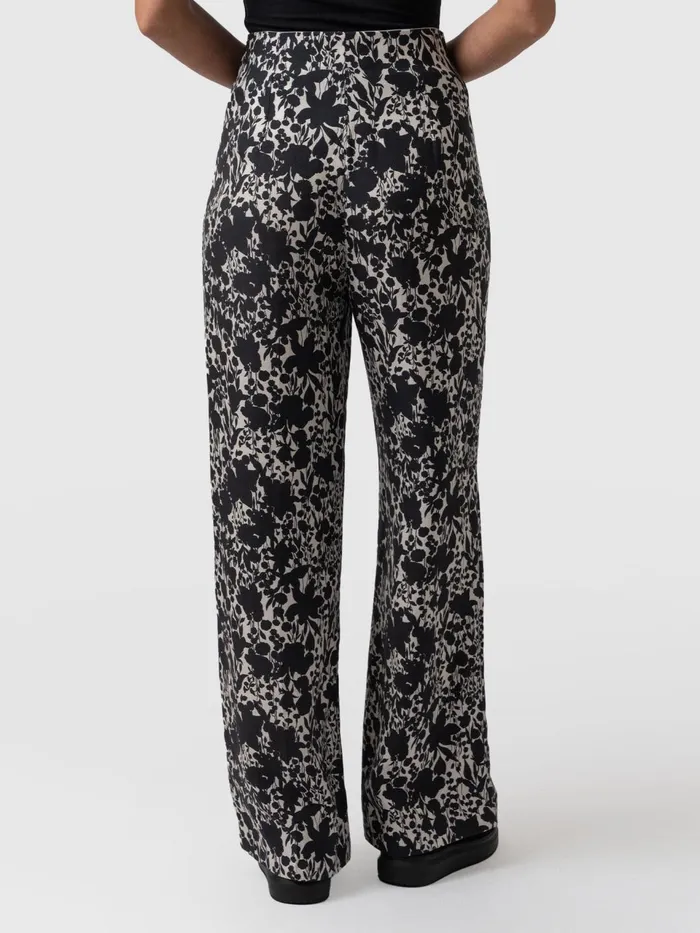 Sienna High Waisted Pant 8211 Black Cream Floral Black Cream Floral Women Saint And Sofia Pants