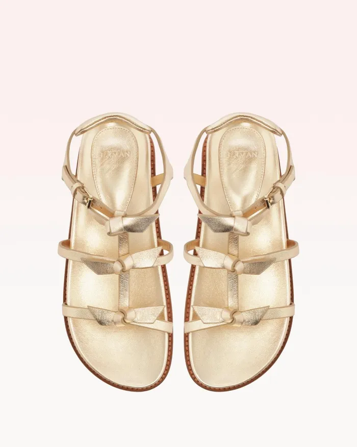 Slim Lolita Sport Sandal Golden 8211 Gold Flat Sandals 8211 Luxury Comfortable Sandals Golden Women Alexandre Birman Flats