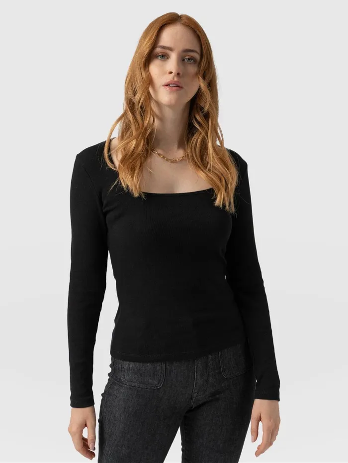 Sloane Ribbed Top 8211 Black Black Women Saint And Sofia Casual Tops