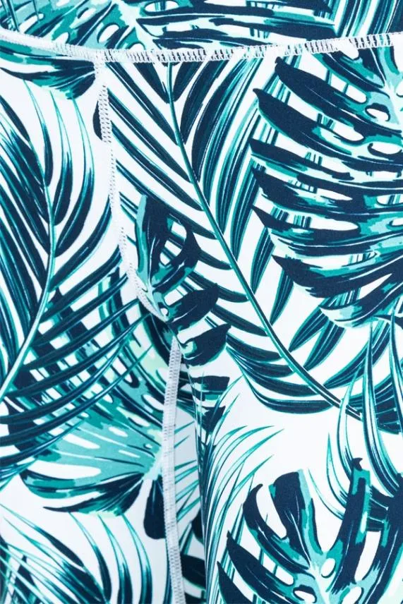 Sosandar Amelia Palm Print Mesh Panel High Waisted Activewear Leggings Women Activewear