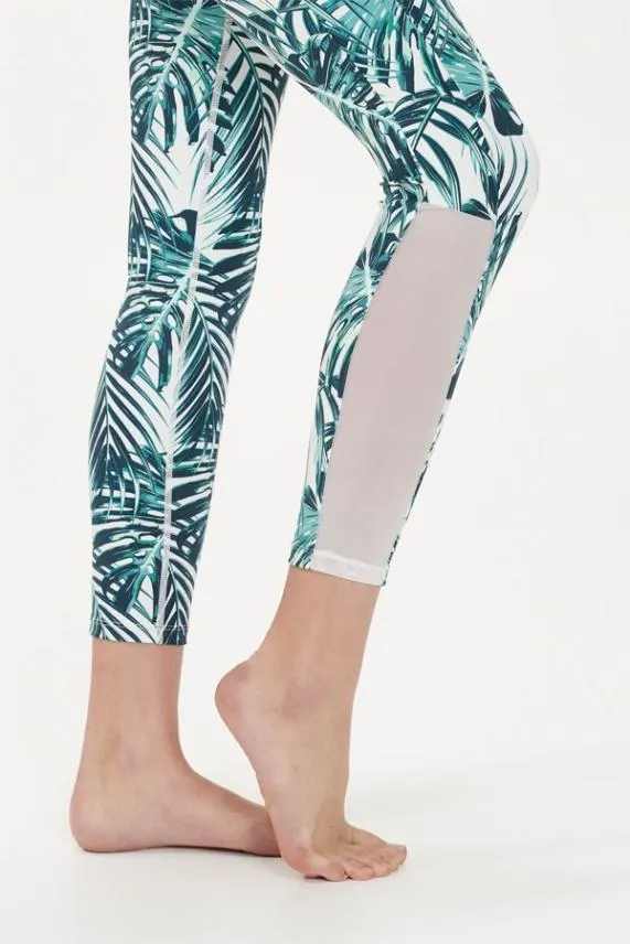 Sosandar Amelia Palm Print Mesh Panel High Waisted Activewear Leggings Women Activewear