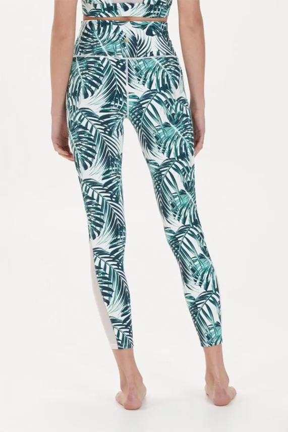 Sosandar Amelia Palm Print Mesh Panel High Waisted Activewear Leggings Women Activewear