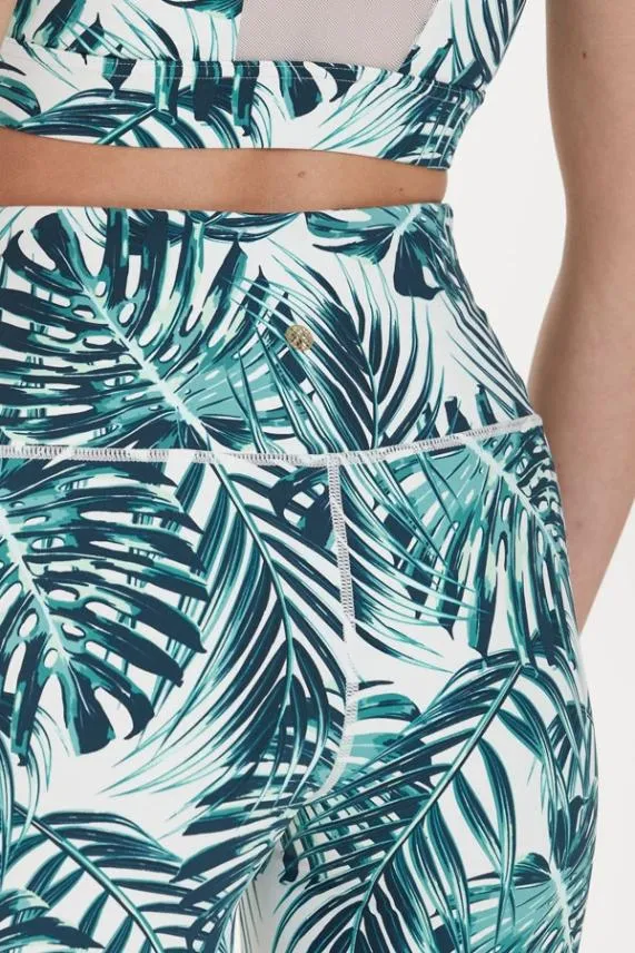 Sosandar Amelia Palm Print Mesh Panel High Waisted Activewear Leggings Women Activewear