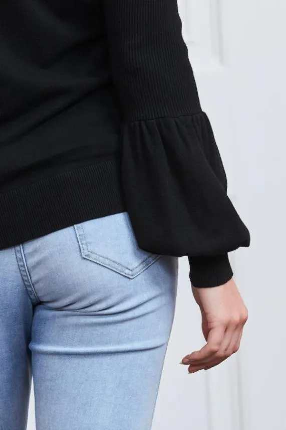 Sosandar Black Knitted Zip Front Cardigan Black Women Knitwear
