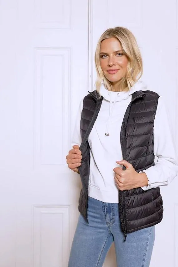 Sosandar Black Padded Gilet With Pockets Black Women Activewear