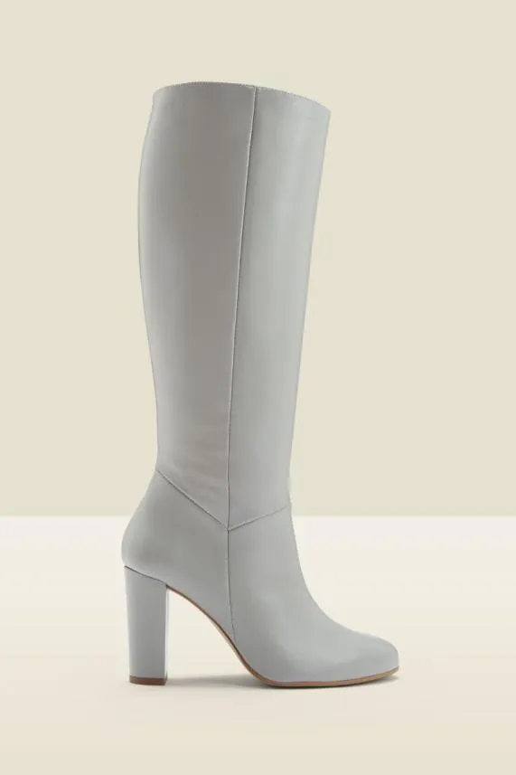 Sosandar Blake Grey Leather Zip Knee High Boot Grey Women Boots