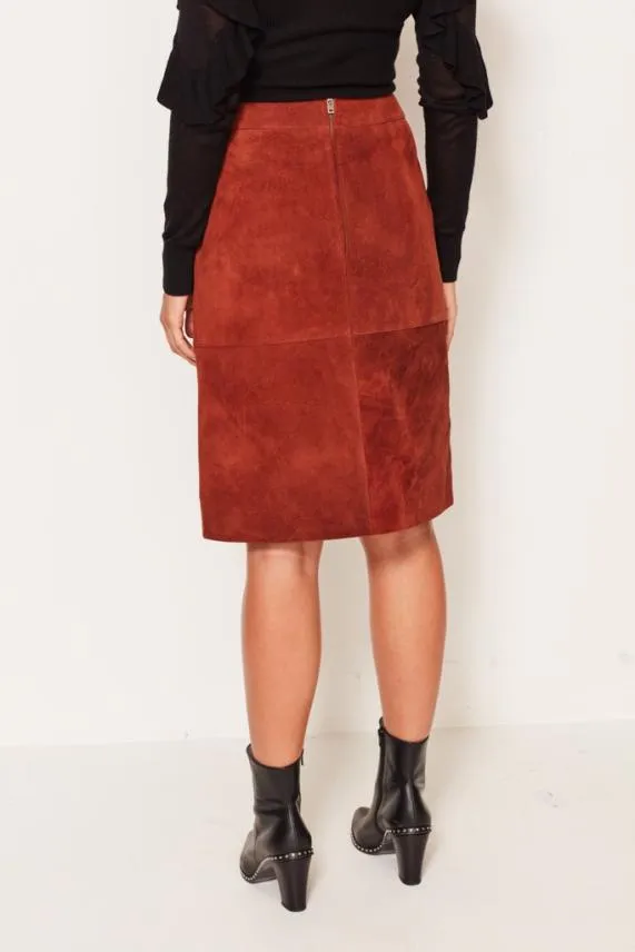 Sosandar Brandy Brown Suede Patch Pocket Skirt Brown Women Skirts Sosandar Brandy Brown Suede Patch Pocket Skirt Brown Women Skirts