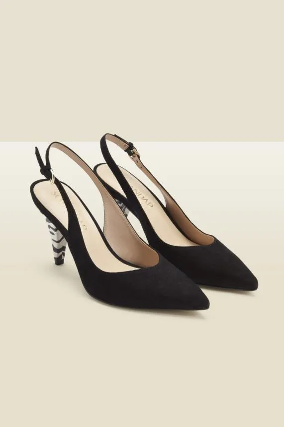 Sosandar Cara Black Zebra Suede Cone Heel Slingback Shoe Black Women Mid Heels Sosandar Cara Black Zebra Suede Cone Heel Slingback Shoe Black Women Mid Heels