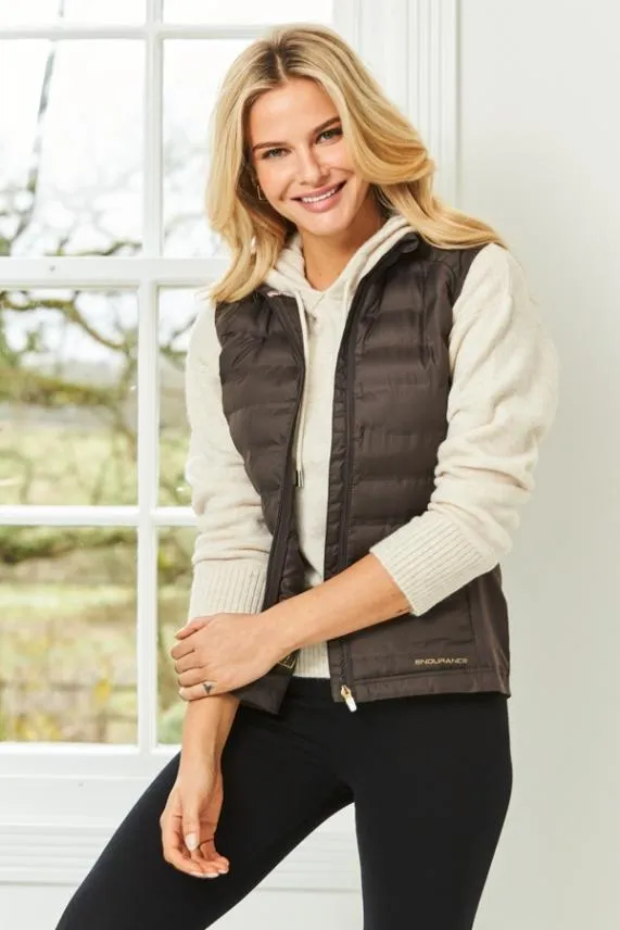 Sosandar Chocolate Brown Ultimate Hybrid Padded Gilet Chocolate Brown Women Activewear Sosandar Chocolate Brown Ultimate Hybrid Padded Gilet Chocolate Brown Women Activewear