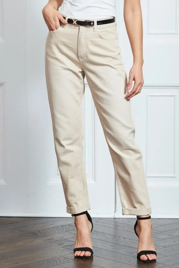 Sosandar Ecru Girlfriend Jeans Women Jeans and Jeggings