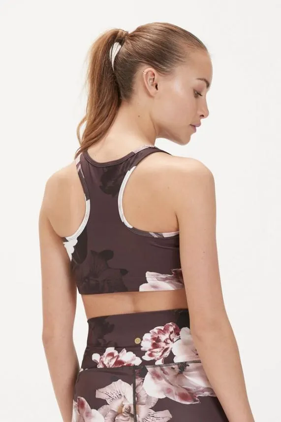 Sosandar France Black Floral Racerback Sports Bra Black Women Activewear