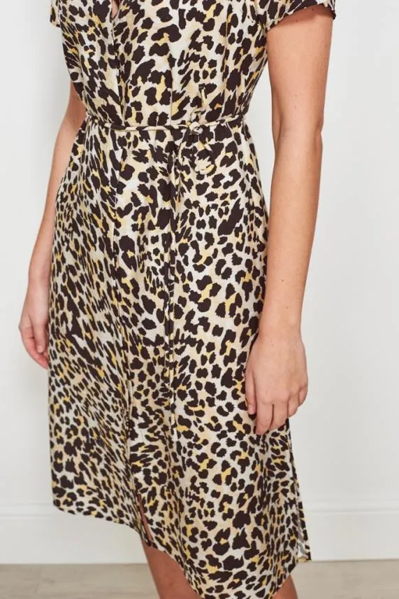 Sosandar Leopard Print Midi Shirt Dress Women Dresses