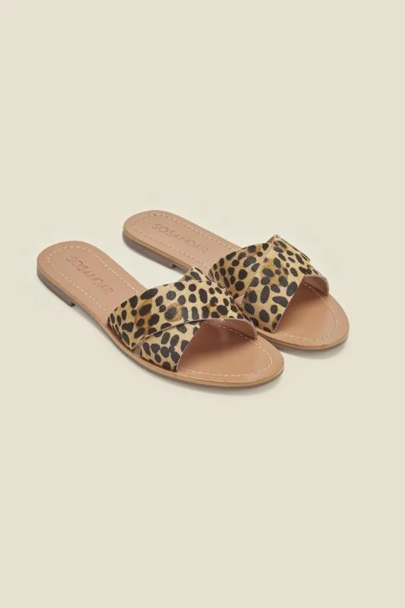 Sosandar Lisbon Leopard Pony Cross Strap Mule Flat Sandal Women Sandals and Flip Flops Sosandar Lisbon Leopard Pony Cross Strap Mule Flat Sandal Women Sandals and Flip Flops
