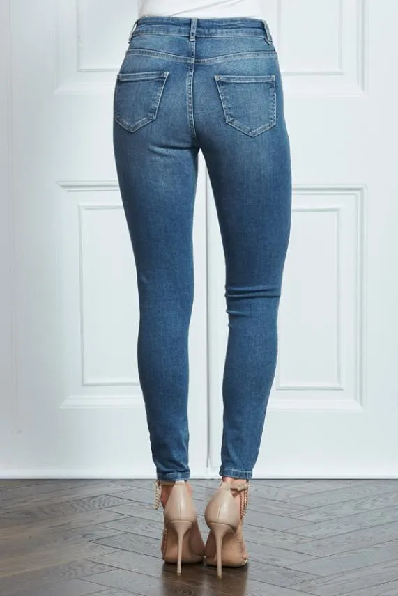 Sosandar Mid Blue Perfect Skinny Jeans Mid Blue Women Jeans and Jeggings