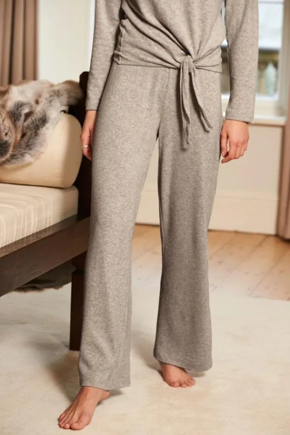 Sosandar Oatmeal Marl Wide Leg Loungewear Trousers Women Loungewear