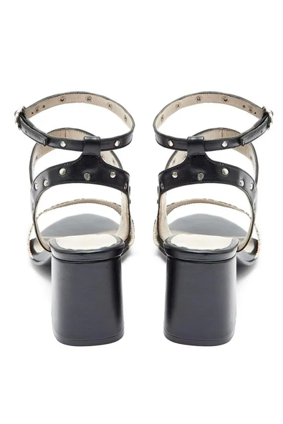 Sosandar Snake Studded Block Heel Sandal Women Sandals and Flip Flops