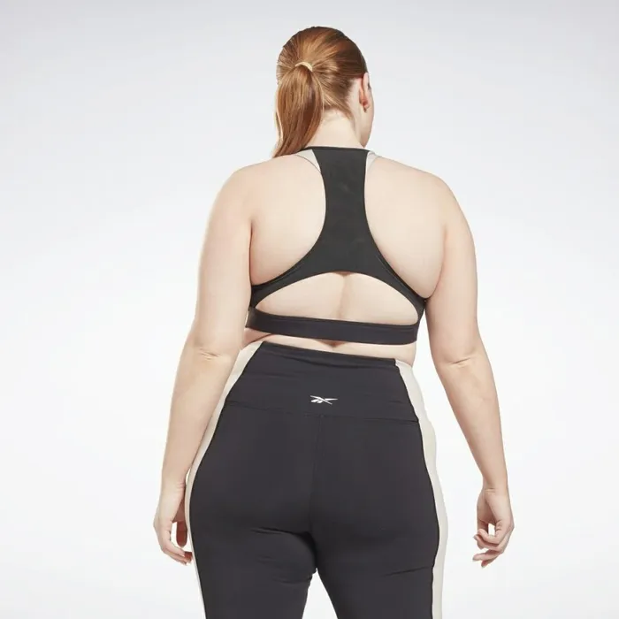Sports Bras Womens Reebok Lux Racer Padded Colorblock Sports Bra Plus Size Black Stucco