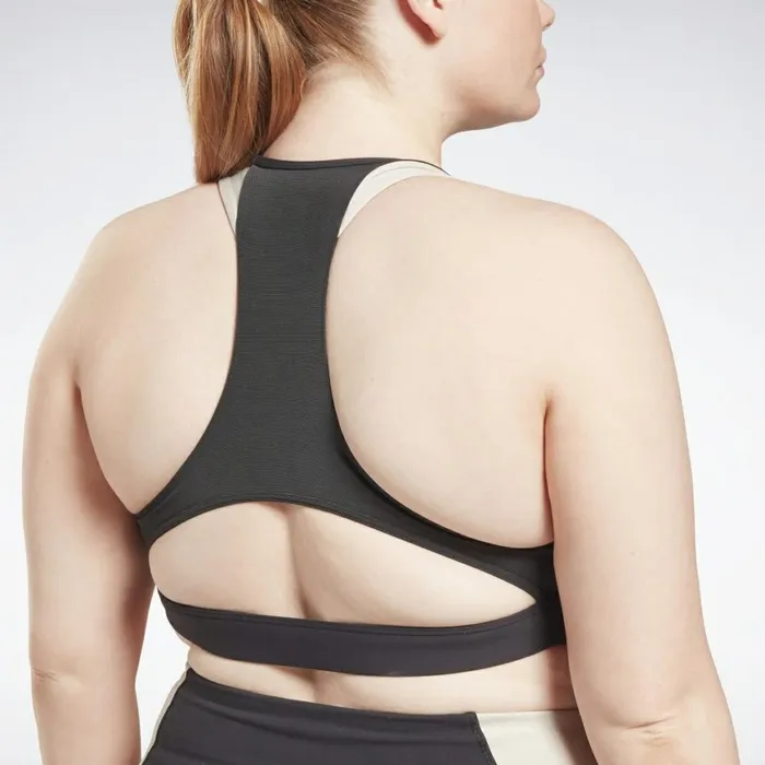 Sports Bras Womens Reebok Lux Racer Padded Colorblock Sports Bra Plus Size Black Stucco