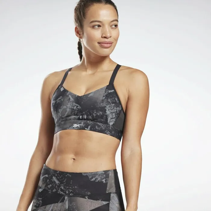 Sports Bras Womens Reebok Lux Strappy Padded Sports Bra Black