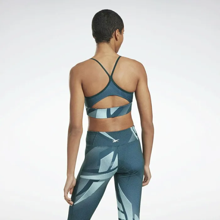 Sports Bras Womens Reebok MYT Printed Sports Bra Forest Green