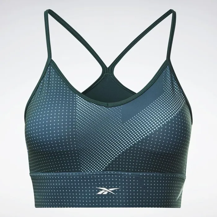 Sports Bras Womens Reebok MYT Printed Sports Bra Forest Green