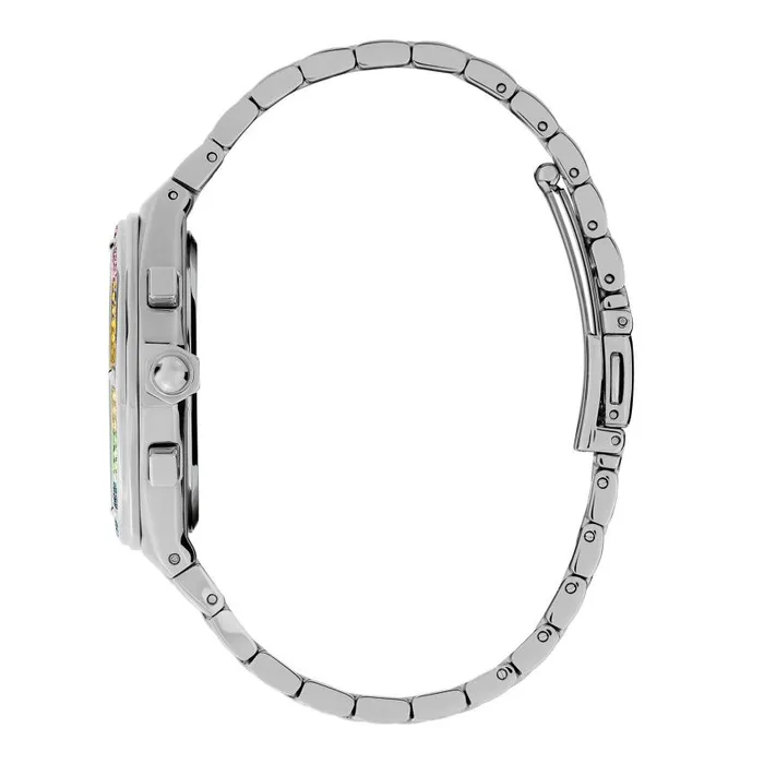 Sports Luxe Watches Women Olivia Burton 38mm Hexa MultiFunction Rainbow and Silver Bracelet Watch