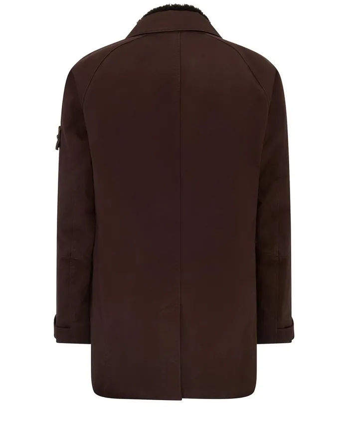 Stone Island Coats 038 Jackets 440F1 Raso Gommato Double Ghost Piece With Detachable Lining Trench Coat In Dark Brown 8211 Mens