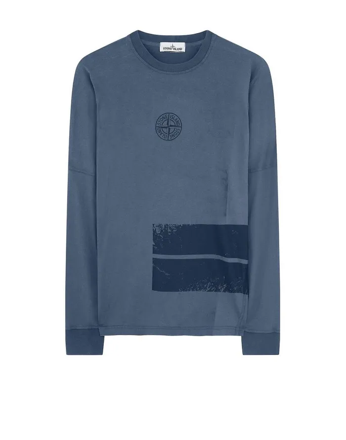 Stone Island TShirts 20792 Dust One LongSleeve TShirt In Marine Blue 8211 Mens