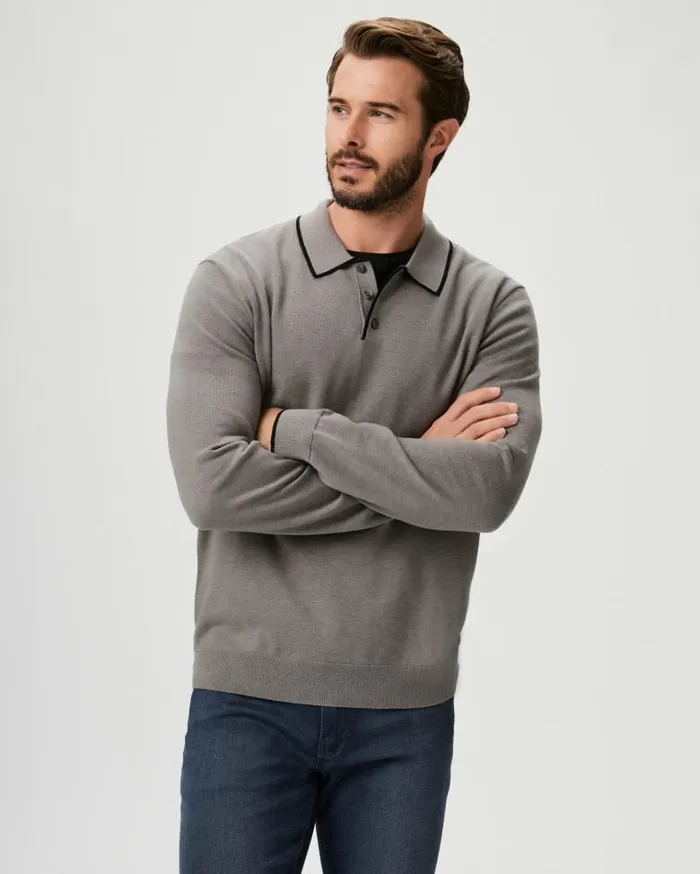 Sweaters and Sweatshirts Men PAIGE Dobson Sweater Polo 8211 Iris SlateBlack Sapphire