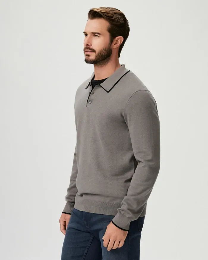 Sweaters and Sweatshirts Men PAIGE Dobson Sweater Polo 8211 Iris SlateBlack Sapphire