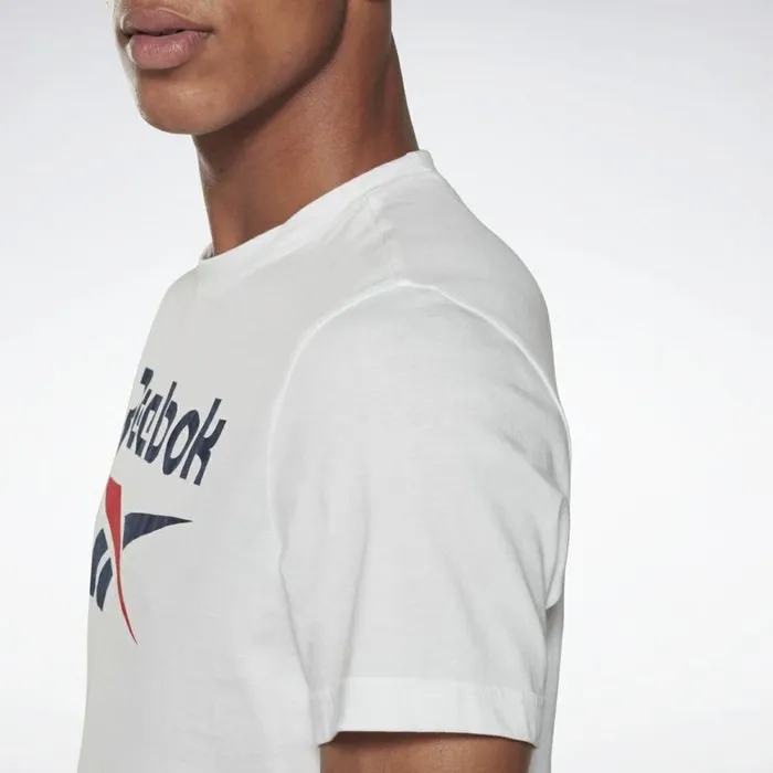 TShirts and Graphic Tees Mens Reebok Graphic Series Stacked Tee White Vector Navy