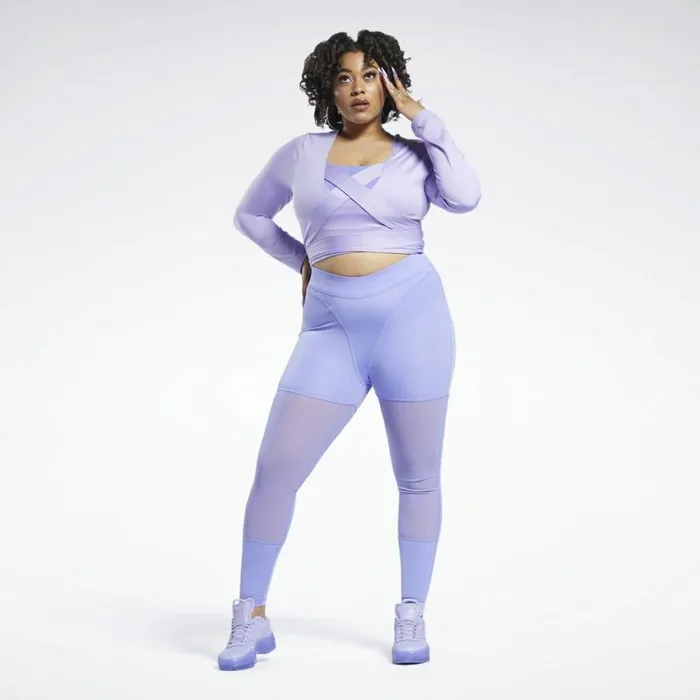 TShirts and Graphic Tees Womens Reebok Cardi B Long Sleeve Crop Top Plus Size Crisp Purple
