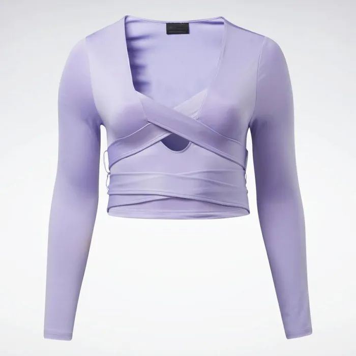 TShirts and Graphic Tees Womens Reebok Cardi B Long Sleeve Crop Top Plus Size Crisp Purple