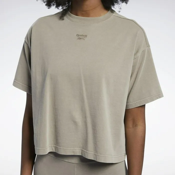 TShirts and Graphic Tees Womens Reebok Classics Natural Dye Cropped TShirt Trek Grey