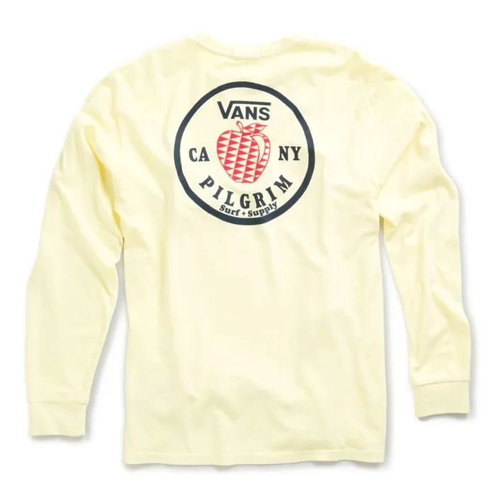 TShirts and Tanks Men Vans Pilgrim Surf Supply Apple Long Sleeve TShirt Double Cream