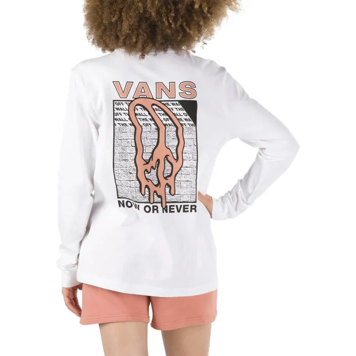 TShirts and Tanks Women Vans Peace Drip Long Sleeve Boyfriend Tee White TShirts and Tanks Women Vans Peace Drip Long Sleeve Boyfriend Tee White