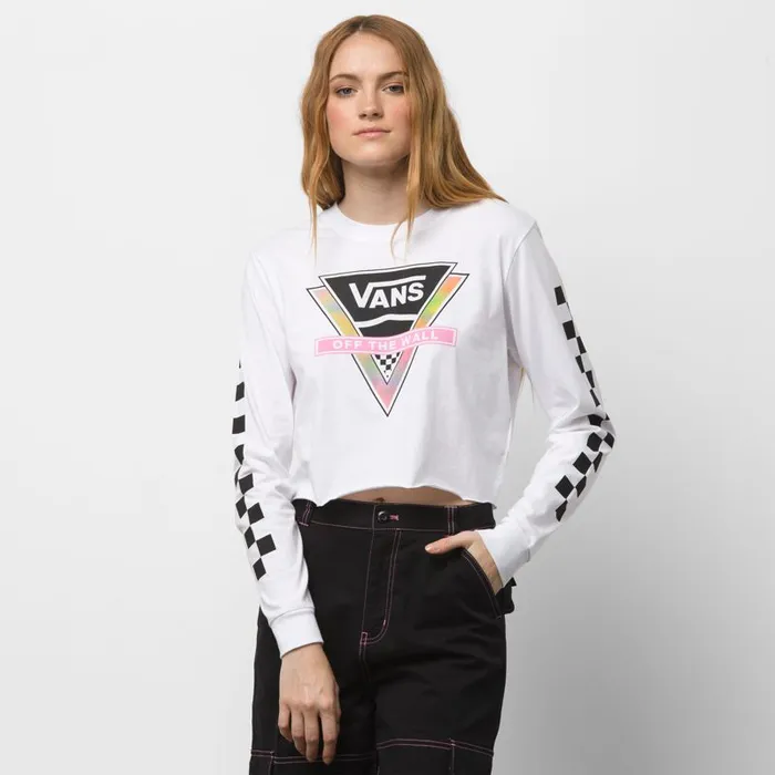 TShirts and Tanks Women Vans Try Angle Crop Long Sleeve Boyfriend Tee White TShirts and Tanks Women Vans Try Angle Crop Long Sleeve Boyfriend Tee White
