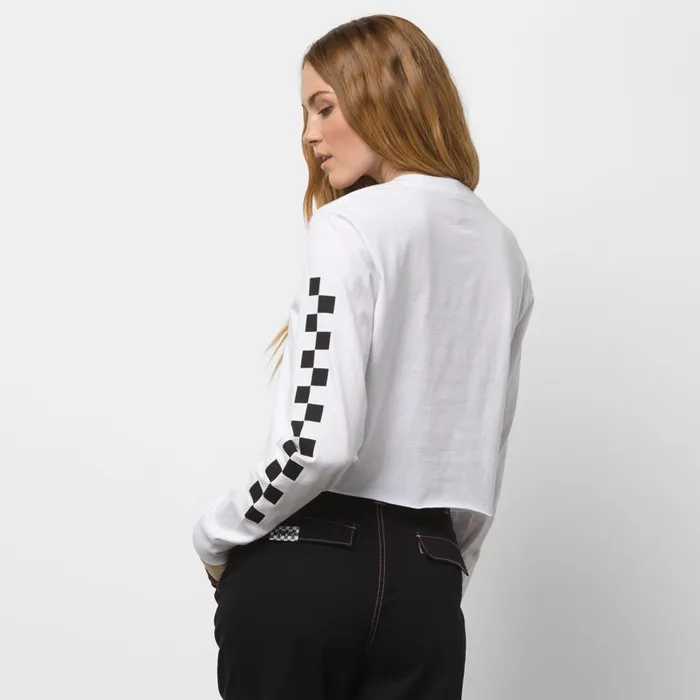 TShirts and Tanks Women Vans Try Angle Crop Long Sleeve Boyfriend Tee White TShirts and Tanks Women Vans Try Angle Crop Long Sleeve Boyfriend Tee White