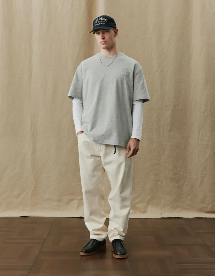 Tshirts Men Les Deux Crew TShirt 8211 Grey MelangeWhite