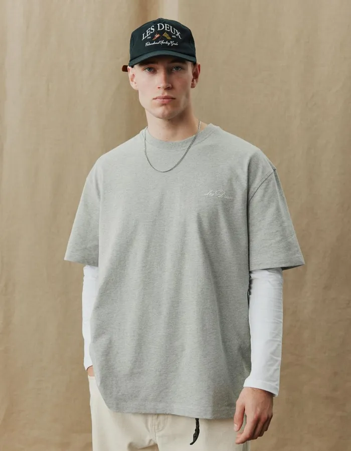Tshirts Men Les Deux Crew TShirt 8211 Grey MelangeWhite