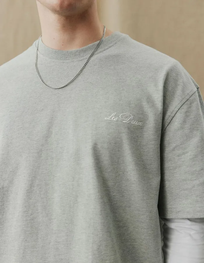 Tshirts Men Les Deux Crew TShirt 8211 Grey MelangeWhite