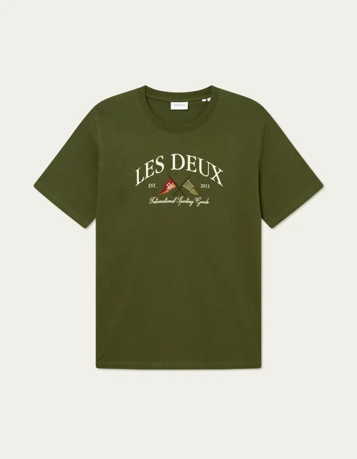 Tshirts Men Les Deux Ivy League TShirt 8211 Chive Green