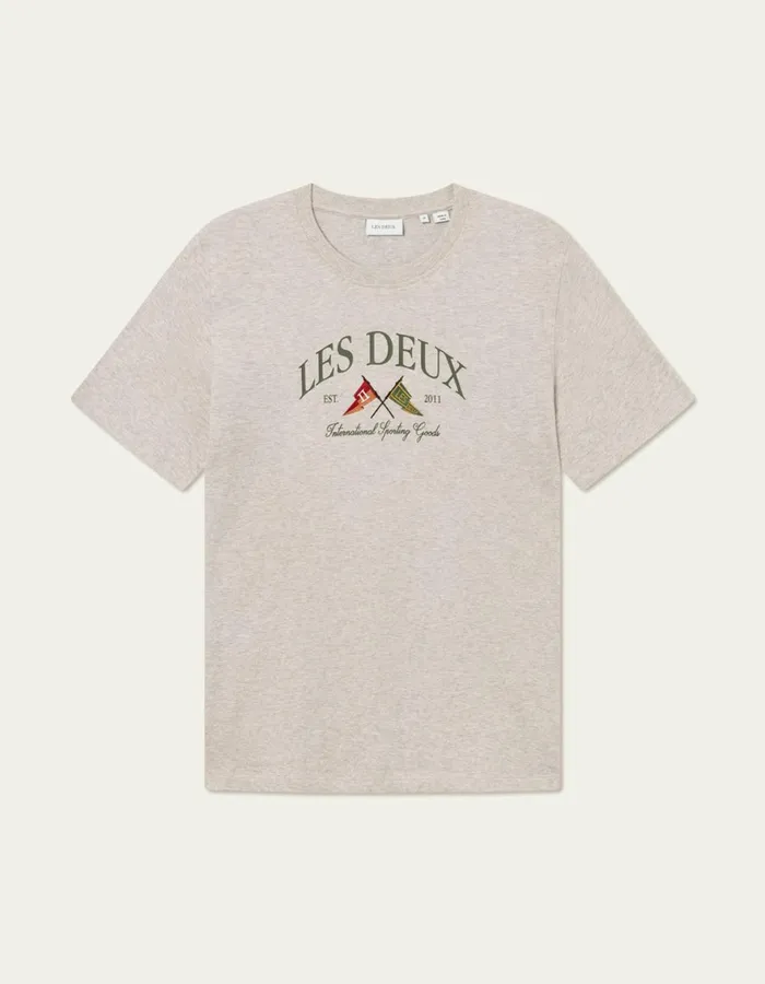 Tshirts Men Les Deux Ivy League TShirt 8211 Oatmeal Mlange