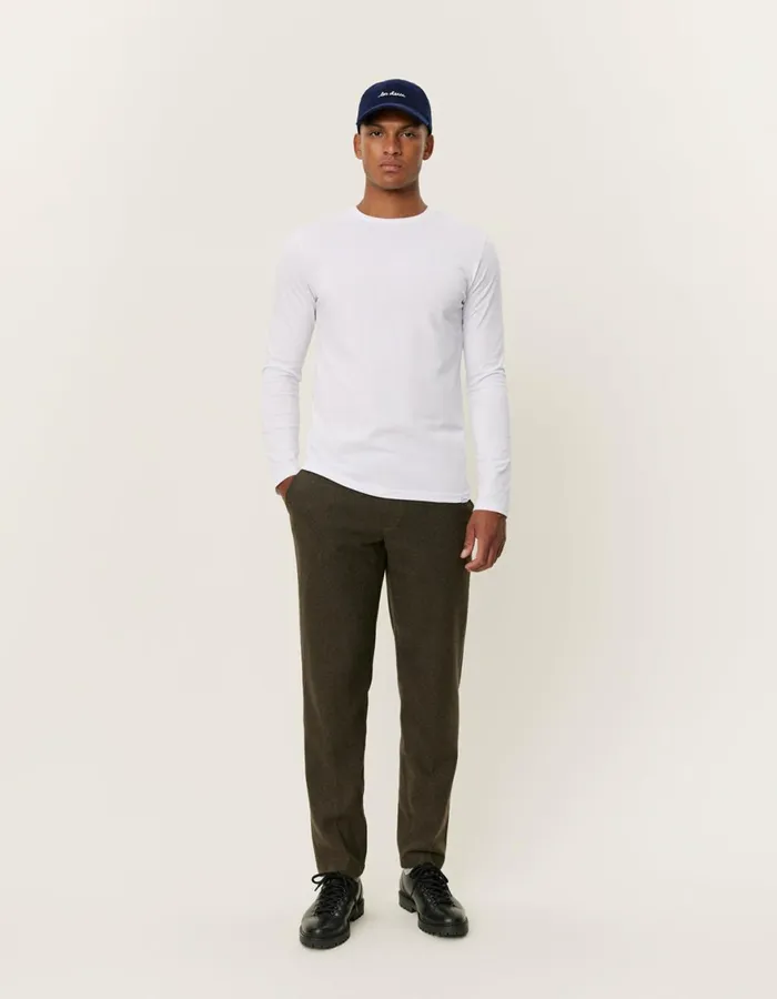 Tshirts Men Les Deux Norregaard LS TShirt Tonal 8211 WhiteWhite