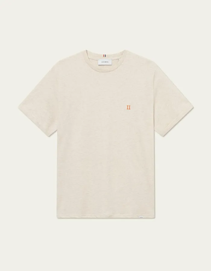 Tshirts Men Les Deux Norregaard TShirt 8211 Seasonal 8211 Ivory MelangeOrange