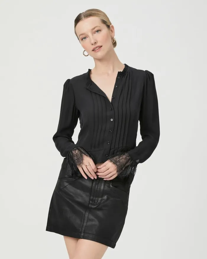 Tops and Blouses Women PAIGE Franca Blouse 8211 Black Silk