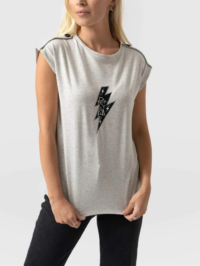 Turn Up Tee 8211 Grey Rock N Roll Grey Rock N Roll Women Saint And Sofia TShirts and Tanks
