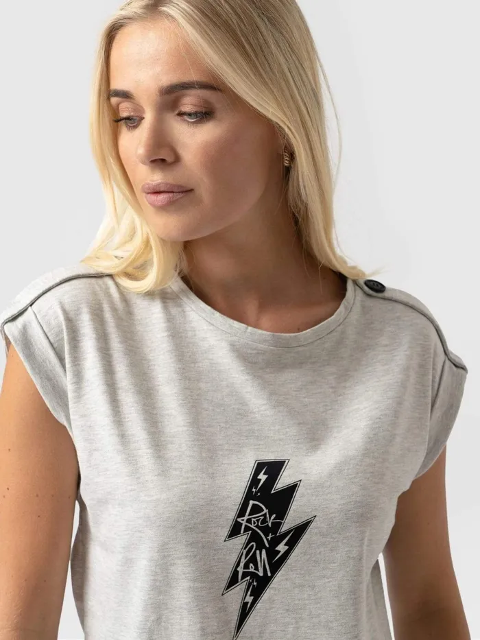 Turn Up Tee 8211 Grey Rock N Roll Grey Rock N Roll Women Saint And Sofia TShirts and Tanks
