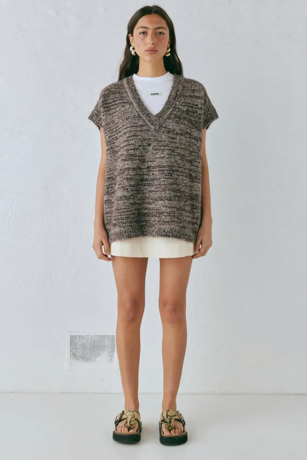 VRG GRL JumpersSweaters Anita Knit Tunic Vest Marle 8211 Women VRG GRL JumpersSweaters Anita Knit Tunic Vest Marle 8211 Women