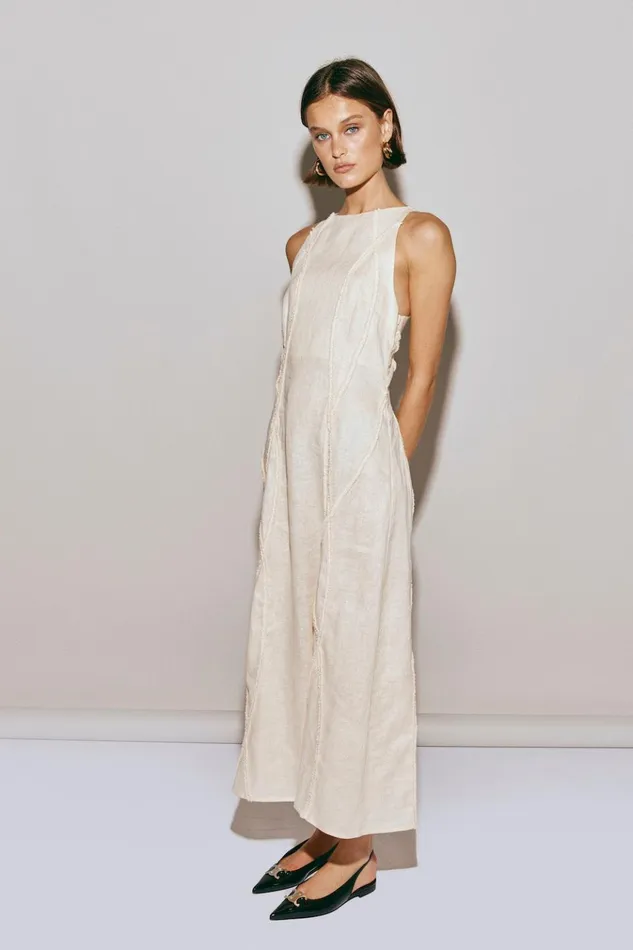 VRG GRL MidiMaxi Dresses Ana Linen Maxi Dress Wave 8211 Women